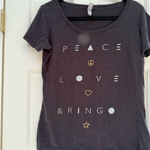 Black Graphic Tee with Peace Love Ringo t shirt - xl
